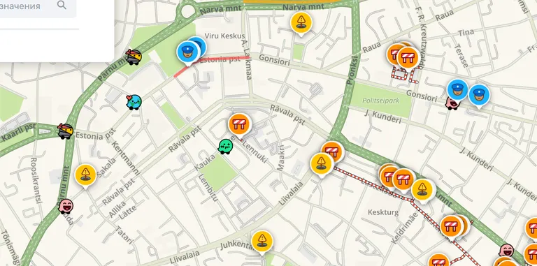 Во время проведения рейдов пользователи приложения Waze заботливо отметили на карте полицейские патрули.