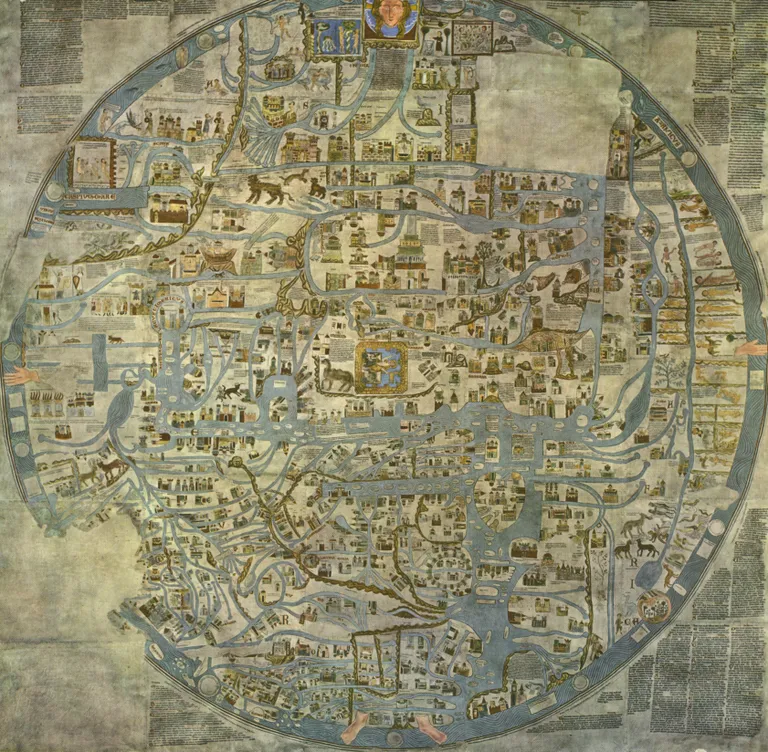 Maailma kaart 13. sajandist, meie planeeti on kujutatud lameda ja ümarana