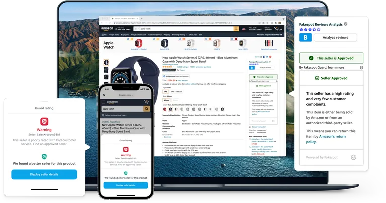 Fakespoti rakendus analüüsib Amazoni kuulutuse hinnangute usaldusväärsust ja annab sellele hinde.