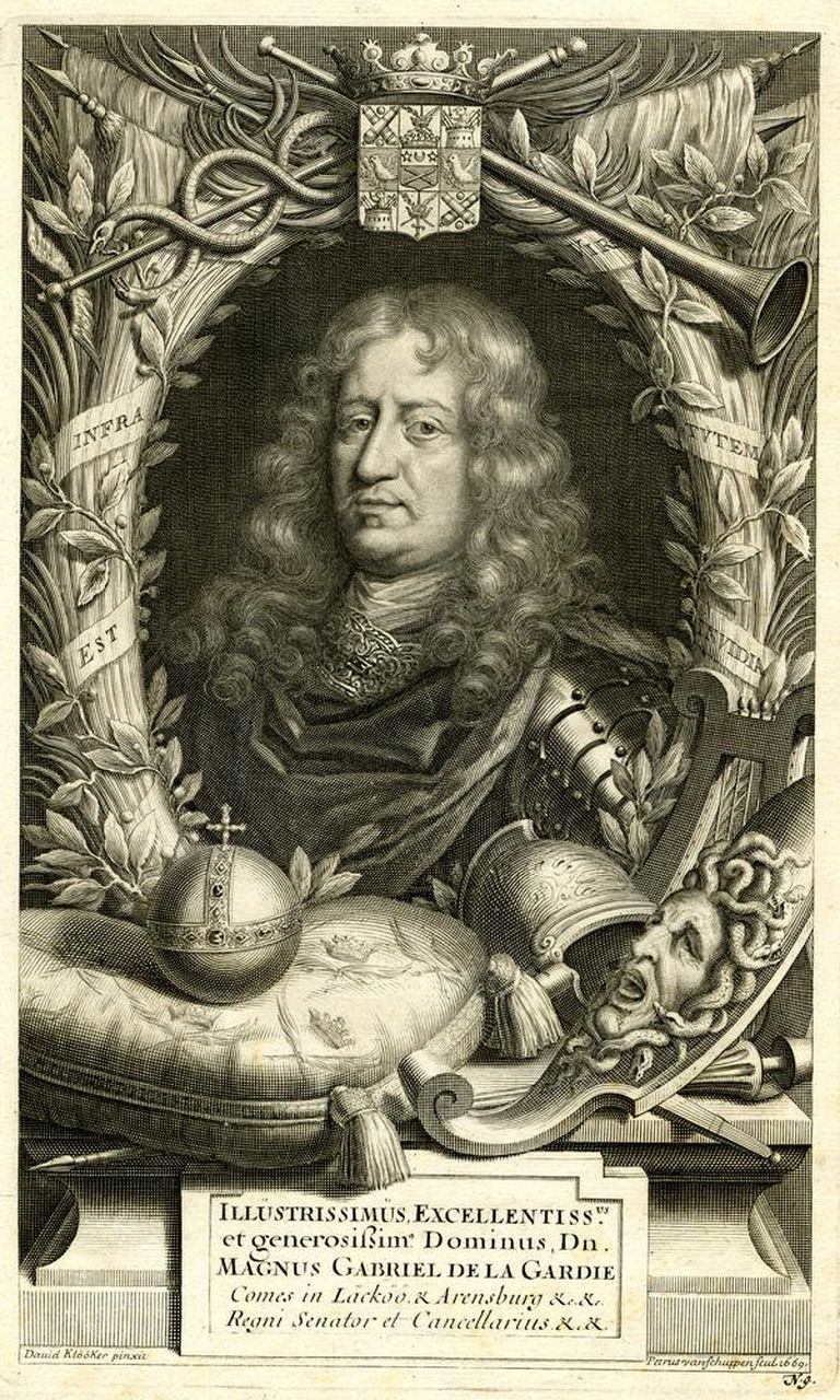 Magnus Gabriel De la Gardie. Flaami maalikunstniku ja graafiku Pieter (Petrus) van Schuppeni vasegravüür aastast 1669.
