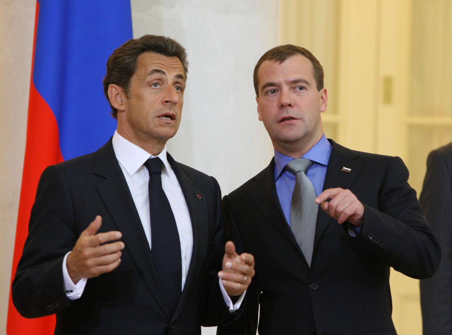 Prantsusmaa president Nicolas Sarkozy ja tema Vene kolleeg Dmitri Medvedev.