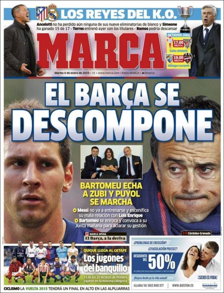 MArca on esikaanel vastamisi pannud Messi ja Enrique.