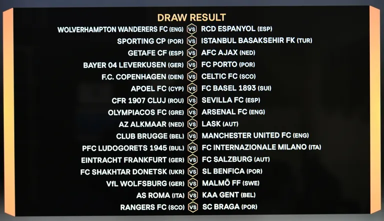 UEFA Eiropas līgas 1/16 fināla pāru sadalījums
