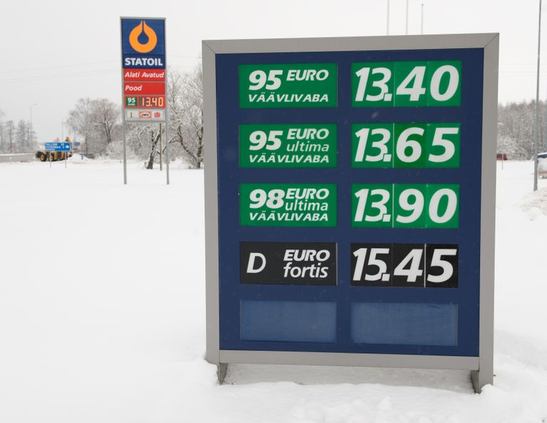 Kütusehinnad 2008. aasta novembris Statoilis.
