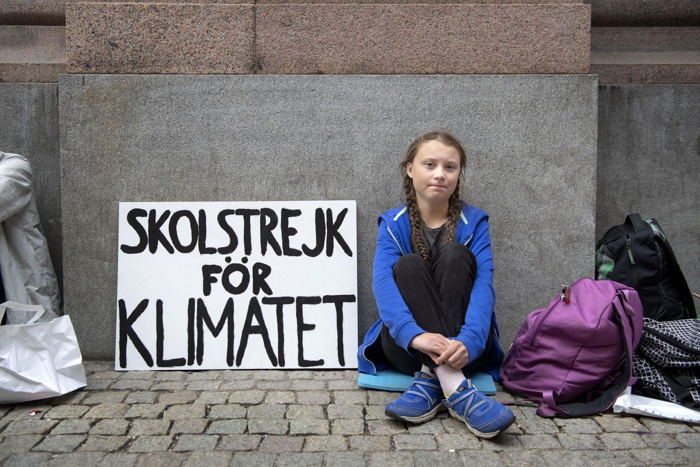 Greta Thunberg Rootsi parlamendi ees streikimas. 16-aastase tüdruku üksi alustatud meeleavaldusest on välja kasvanud üleilmne liikumine. 
