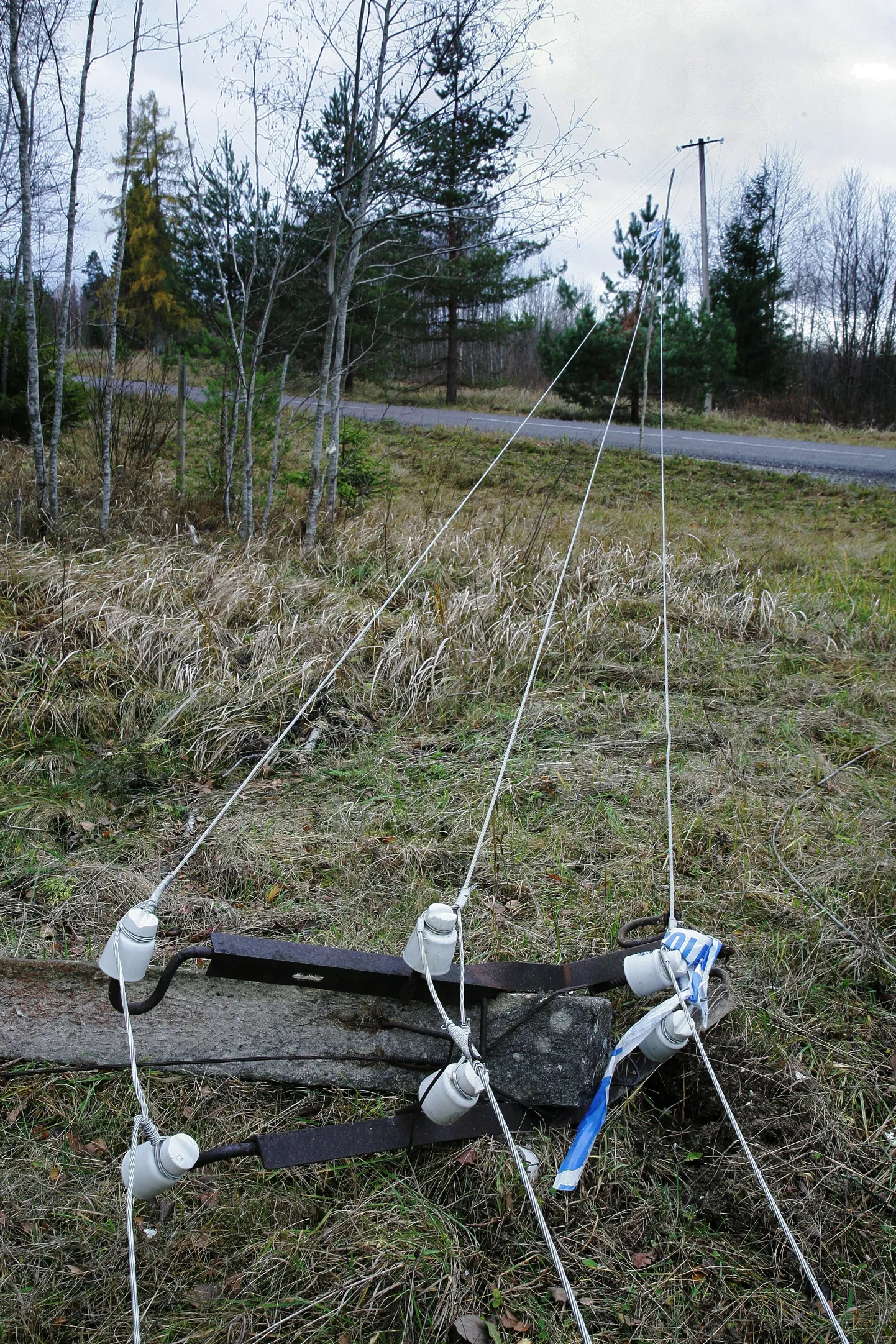 Murdunud elektripost Surjus Vaskrääma tee ääres.
