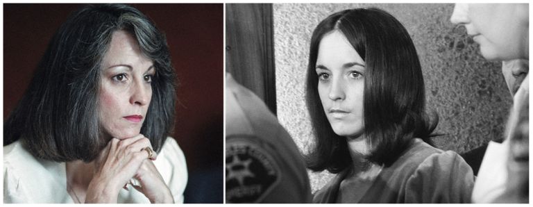 Susan Atkins 1989.aastal (vasakul) ja 1970. aastal