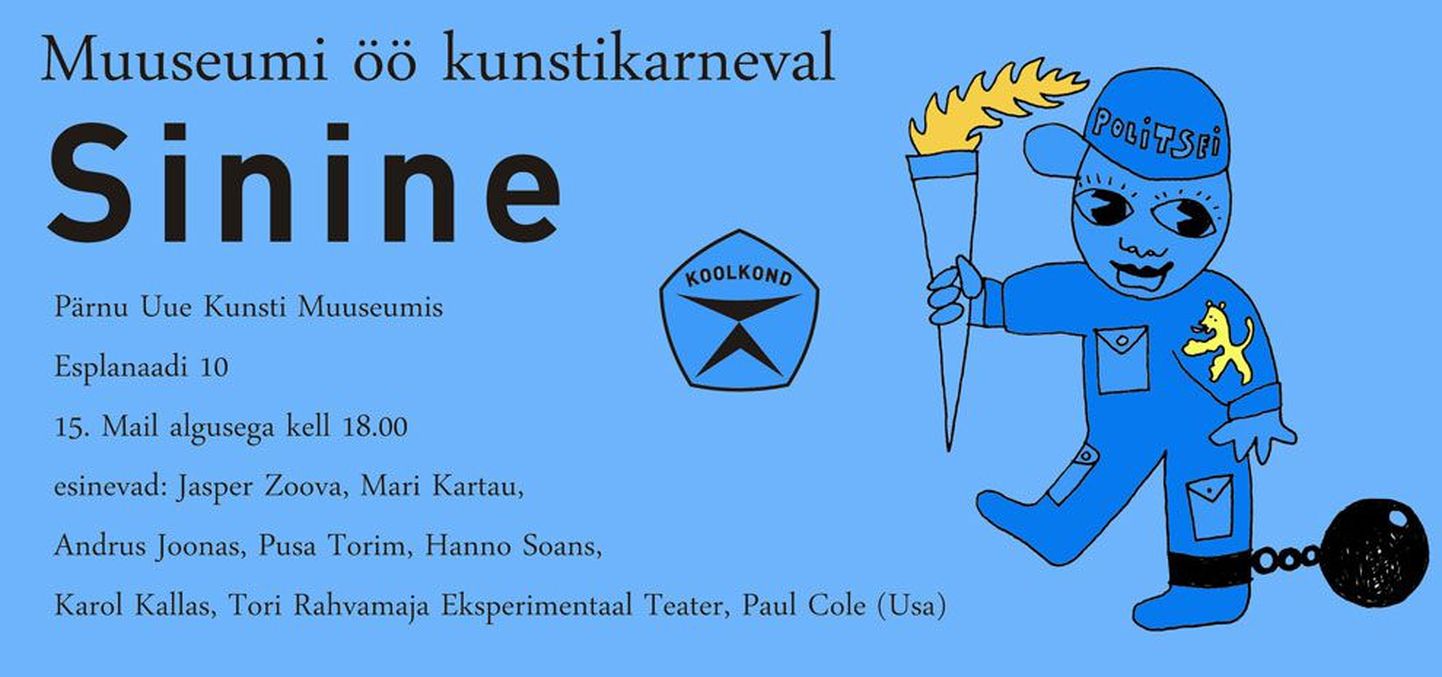 Pärnu uue kunsti muuseumis toimub üle-eestilise muuseumiöö raames kunstikarneval “Sinine”.