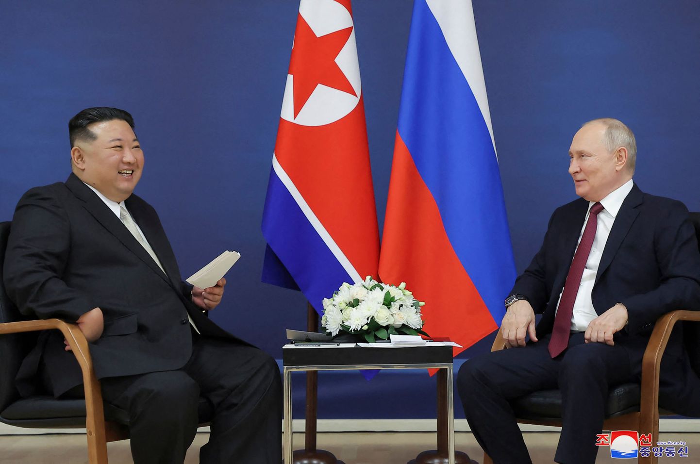 Kaks diktaatorit: Kim Jong-un ja Vladimir Putin Venemaal.