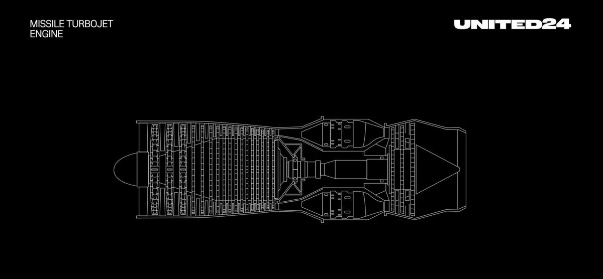The power source of the new missile drone looks as briefly glimpsed in a United24 video.