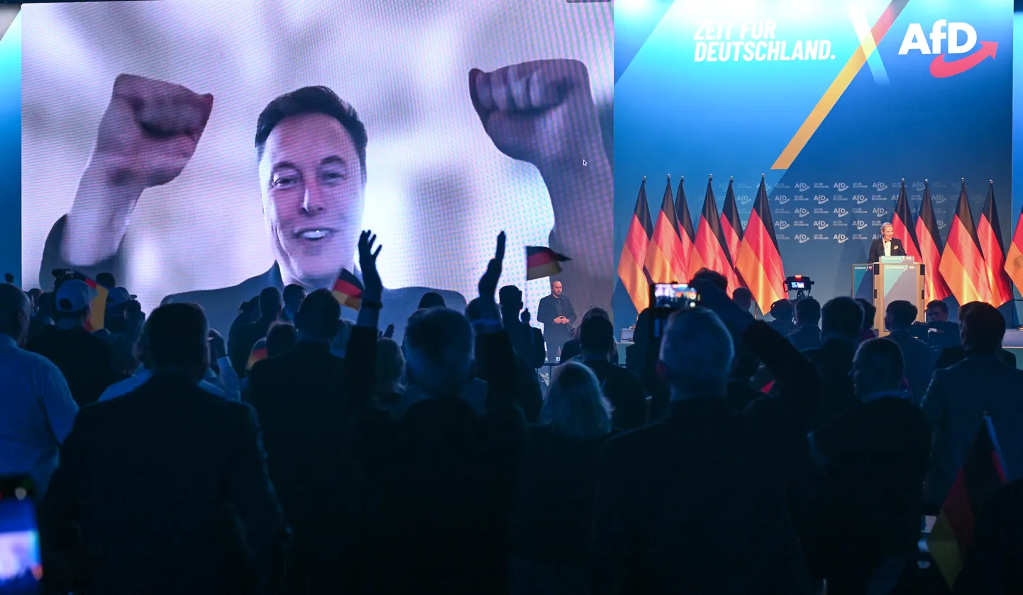 Elon Muski videopöördumine AfD valimisüritusel.