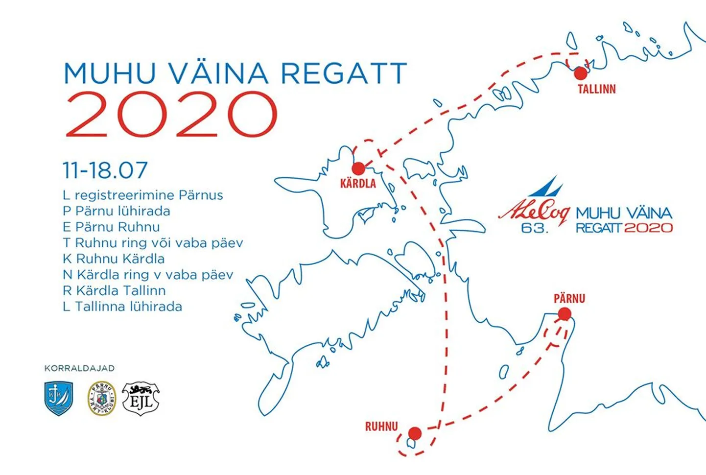 2020. aasta Muhu Väina regati marsruut