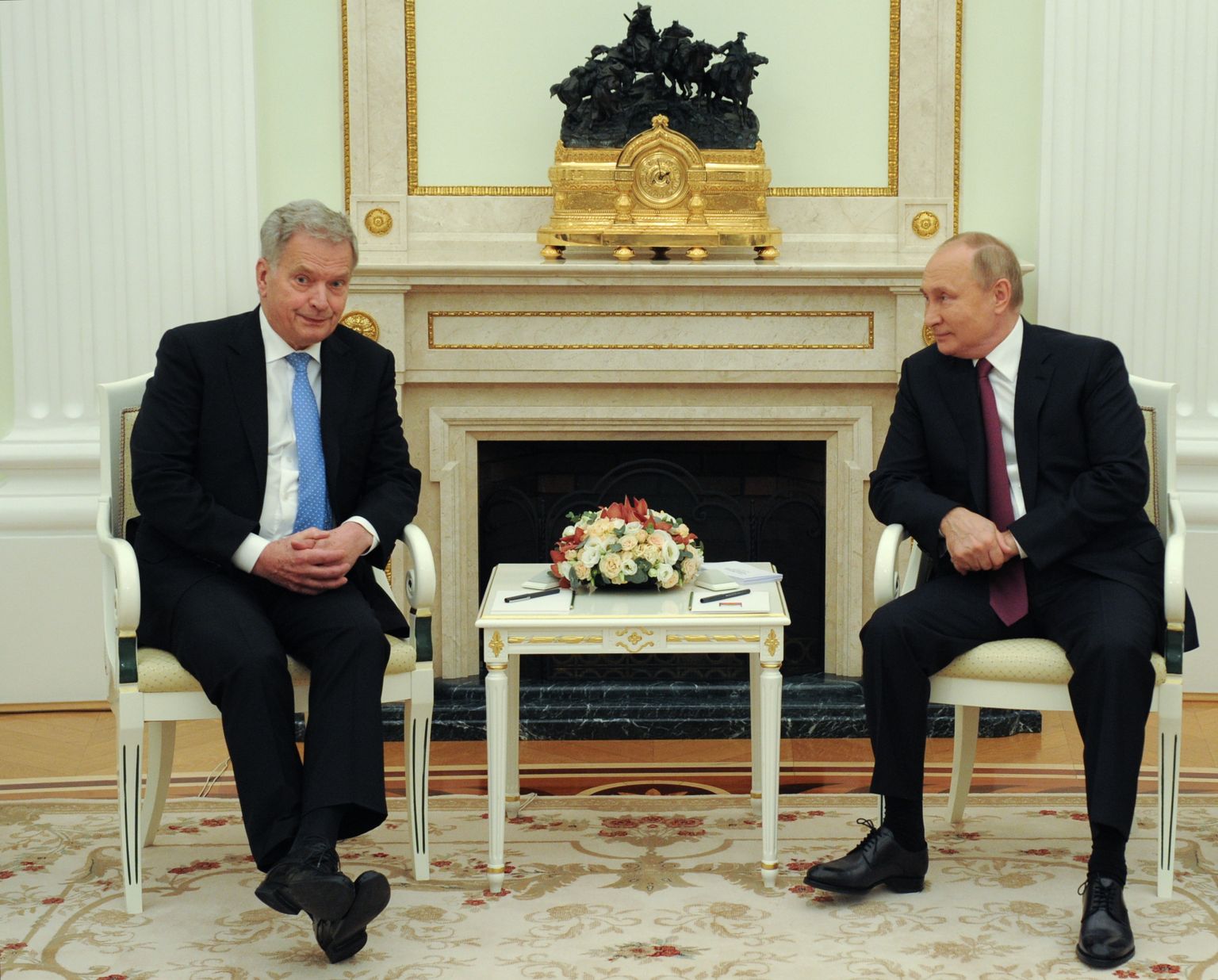 Soome president Sauli Niinistö kohtumisel Vene riigipea Vladimir Putiniga 2021. aasta 29. oktoobril Moskvas.
