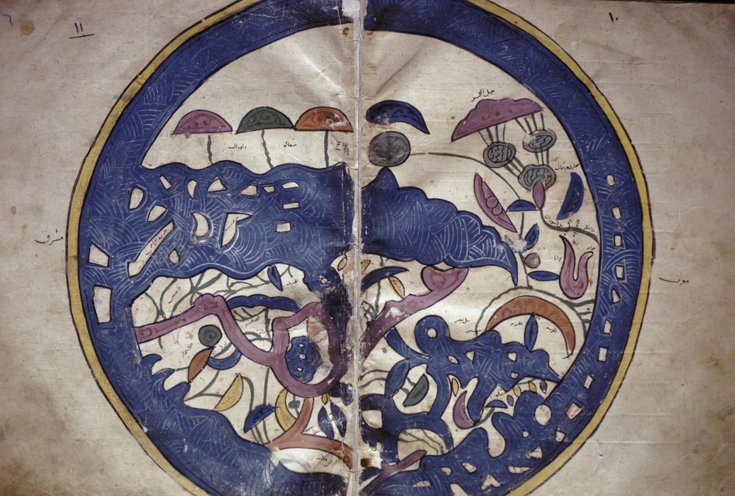 Карта мира Аль-Идриса (1154 г.), копия 1358 г. в Каирской библиотеке.