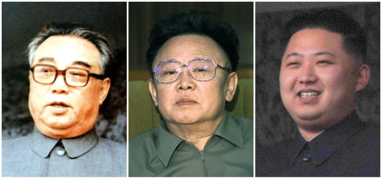 Põhja-Korea liidrid vasakult: Kim Il-sung, Kim Jong-il ja Kim Jong-un