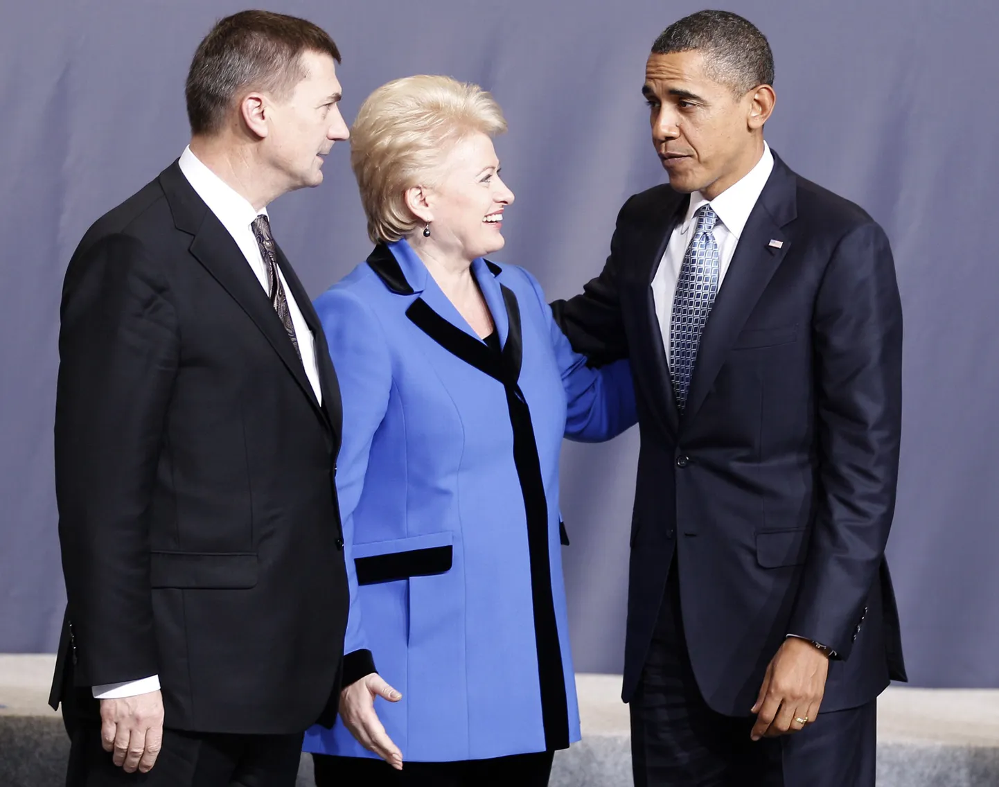 Peaminister Andrus Ansip, Leedu president Dalia Grybauskaite ja USA president Barack Obama.