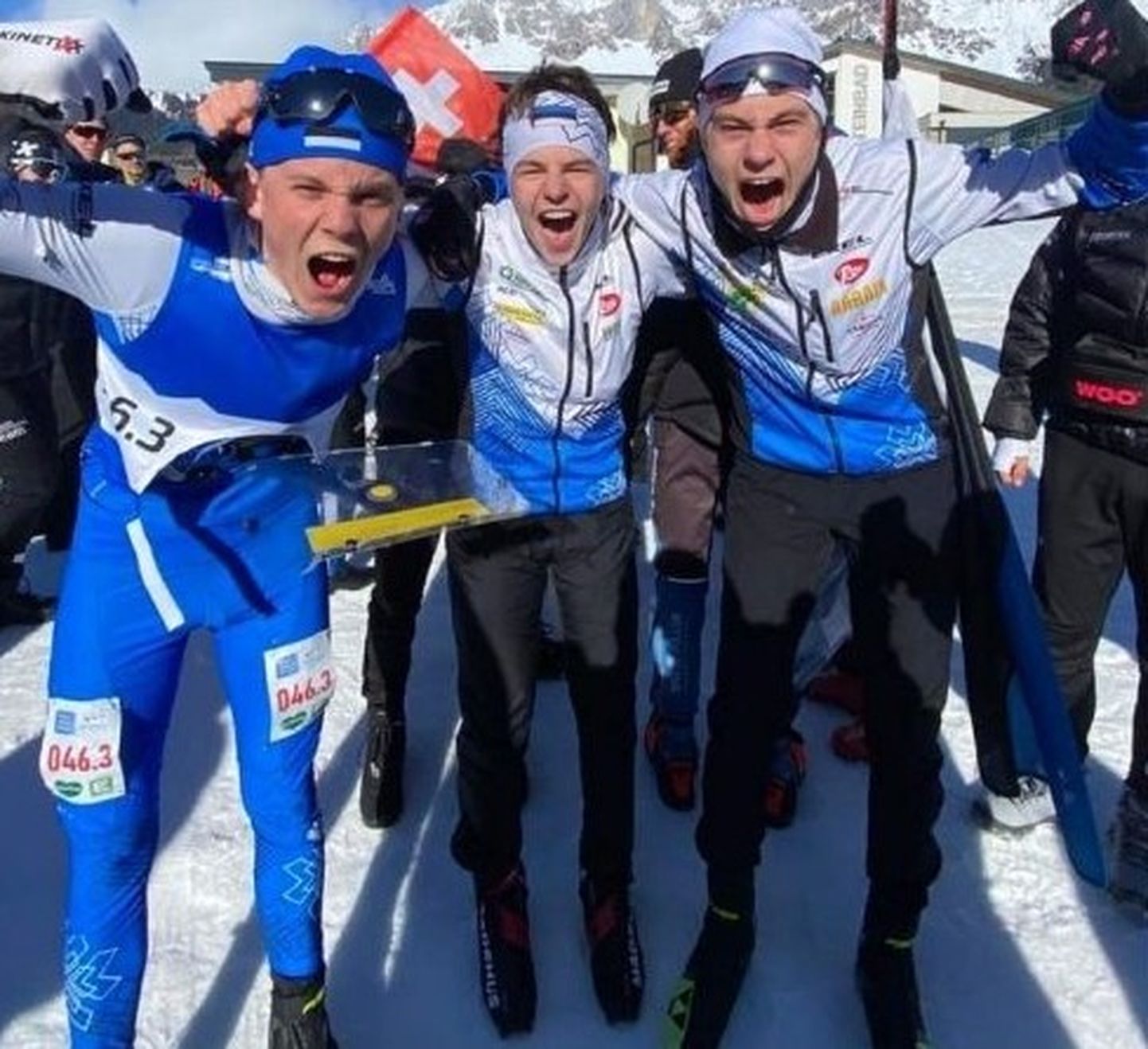 Juunioride kulla võitnud Eesti meeskond: (vasakult) Olle Ilmar Jaama, Timo Kudre, Chris Marcus Krahv.