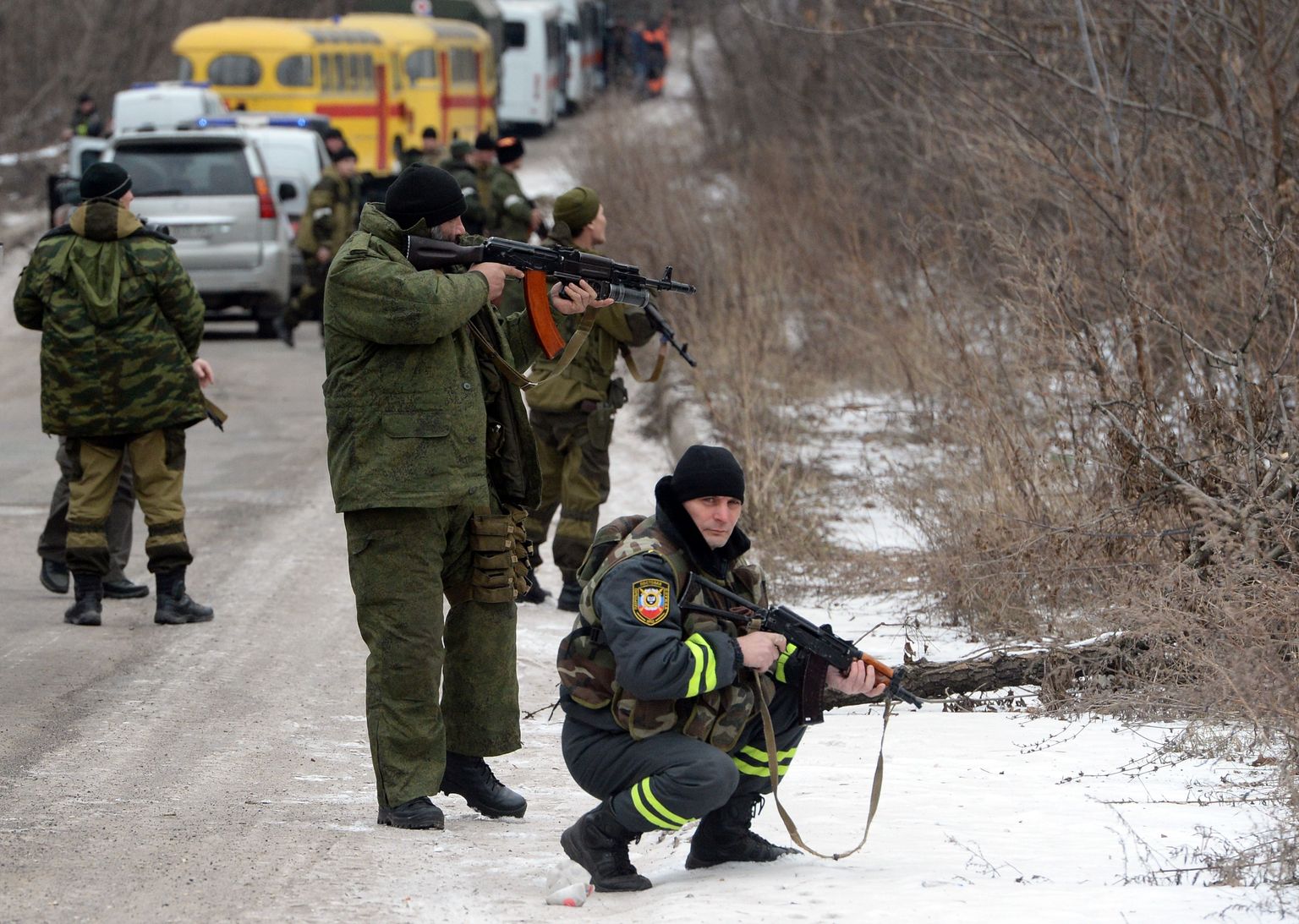 Venemeelsed separatistid Debaltsevest kuue kilomeetri kaugusel asuvas Uglegorskis