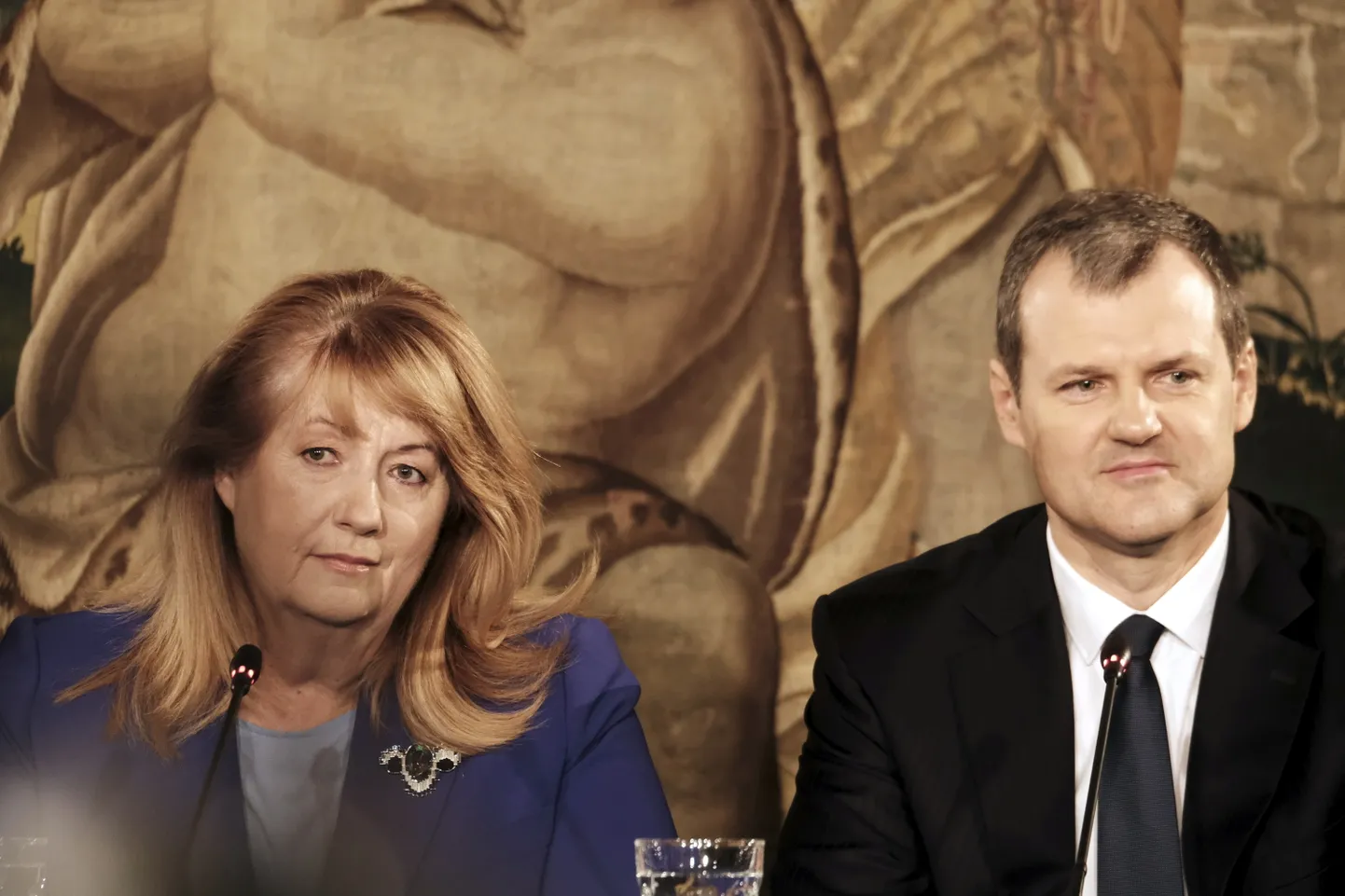 Leedu Sotsiaaldemokraatliku Partei juht Vilija Blinkevičiūtė ja peaministrikandidaat Gintautas Paluckas.