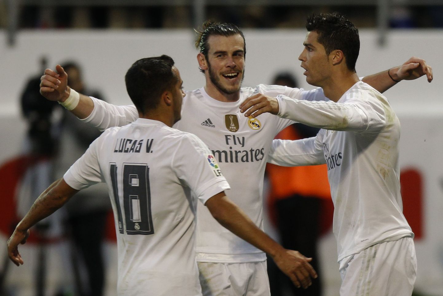 Madridi Reali mängijad rõõmustamas.
