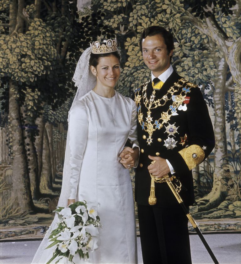 Rootsi kuningas Carl XVI Gustaf ja kuninganna Silvia oma pulmapäeval 19. juunil 1976