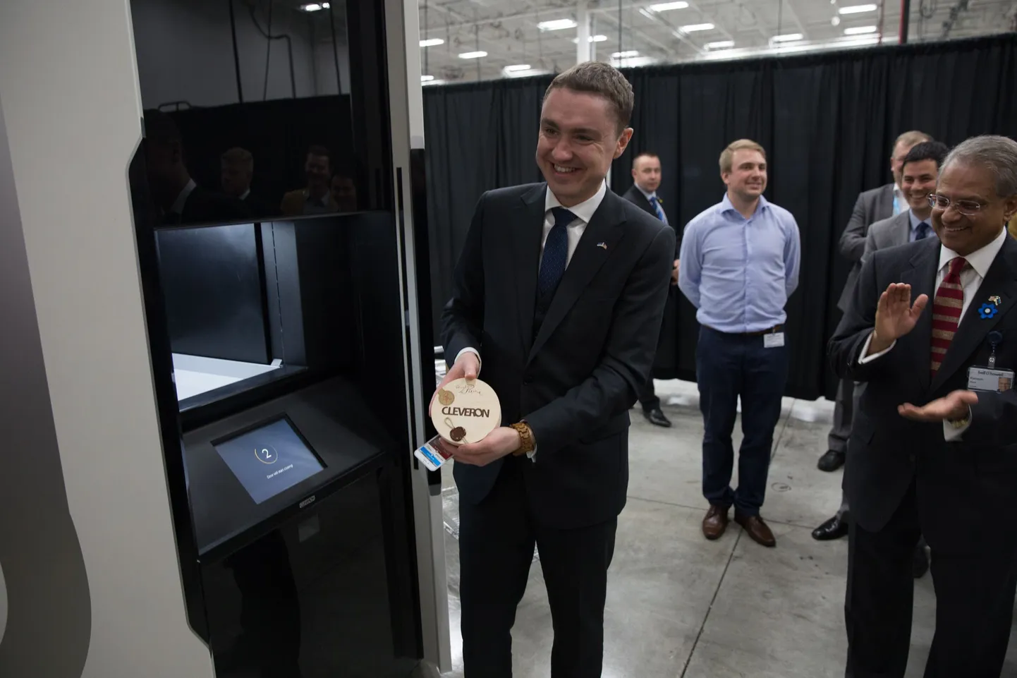 Peaminister Taavi Rõivas Cleveroni ja USA suurkorporatsiooni Bell & Howell vahelise koostööprojekti avaüritusel.