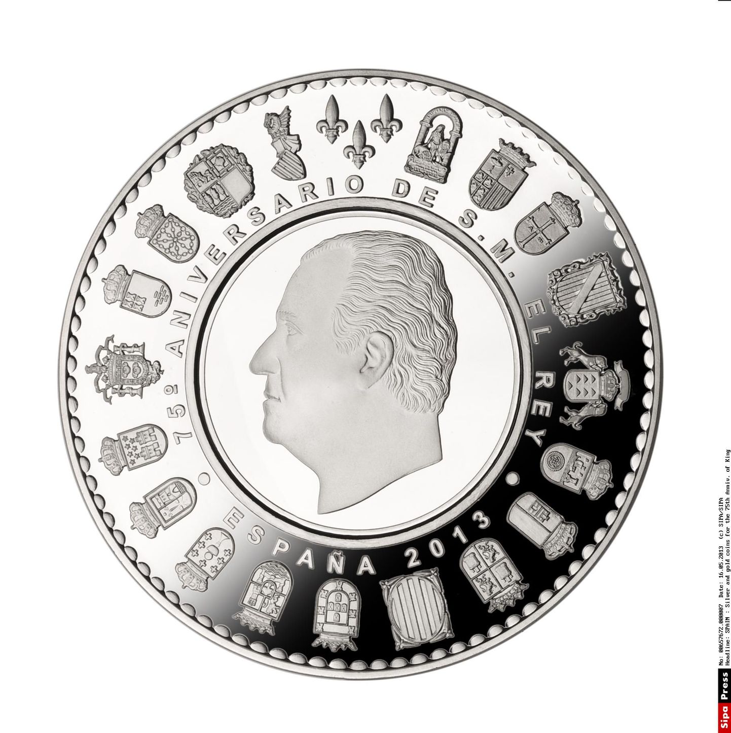 Hispaania kuninga Juan Carlose kujutisega 50 eurone hõbemünt.