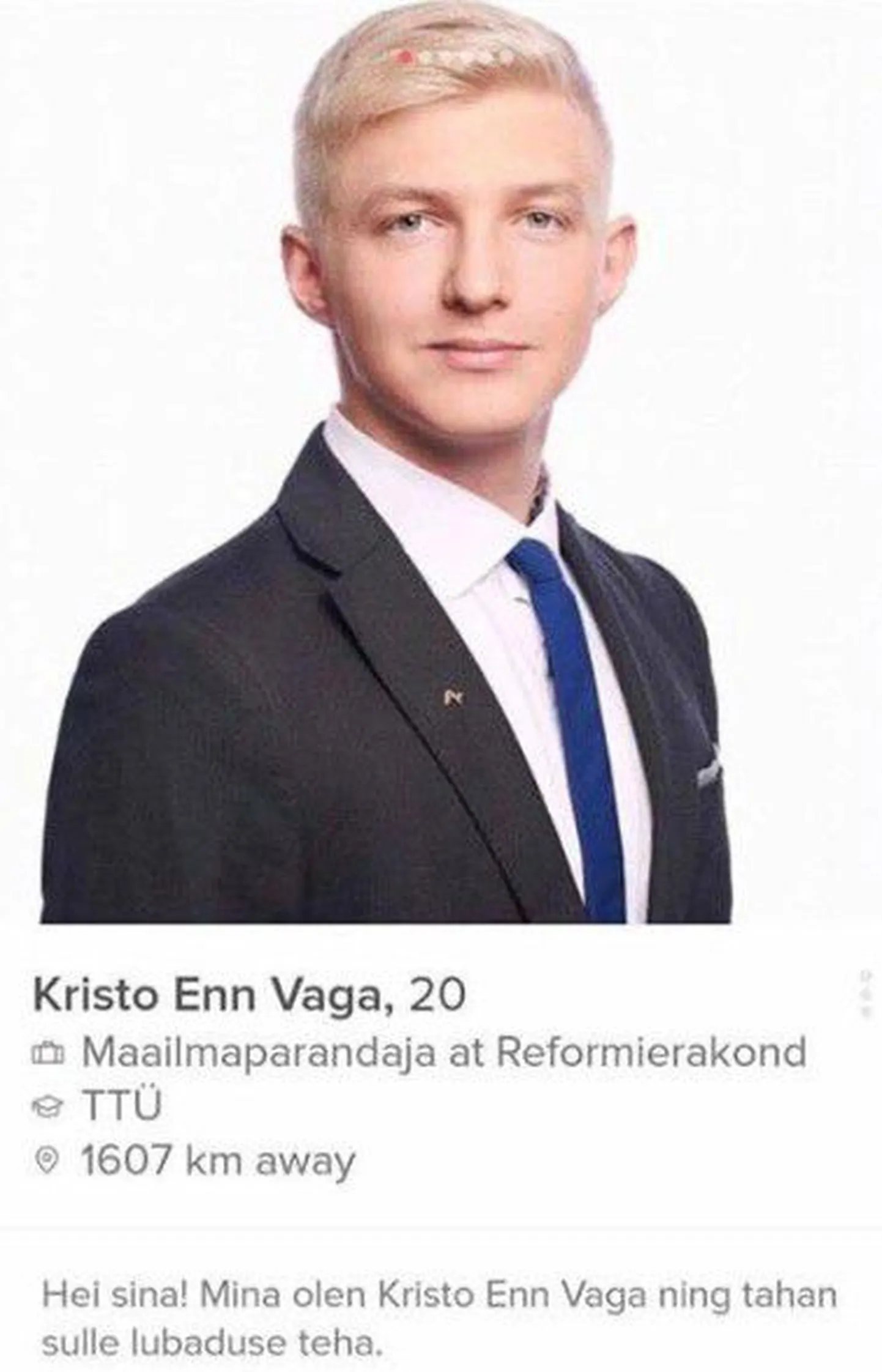 Kristo Enn Vaga püüab hääli Tinderis