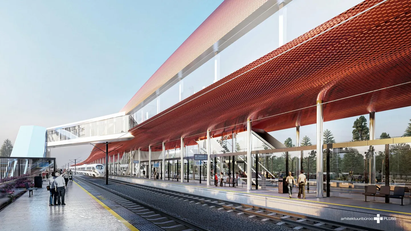 Rail Balticu Pärnu reisiterminali visuaal.