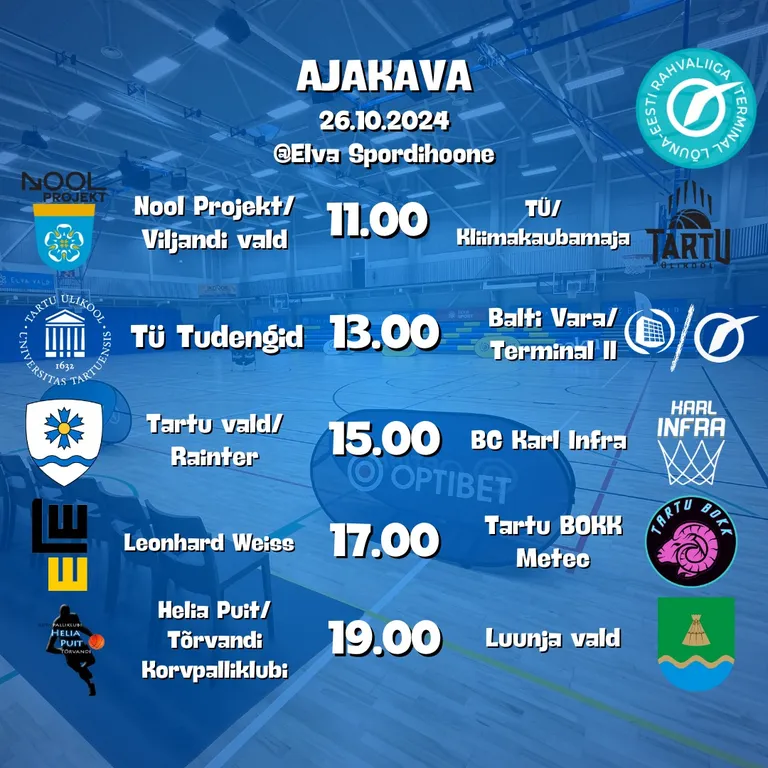 Terminal Lõuna-Eesti rahvaliiga 26.10 ajakava.