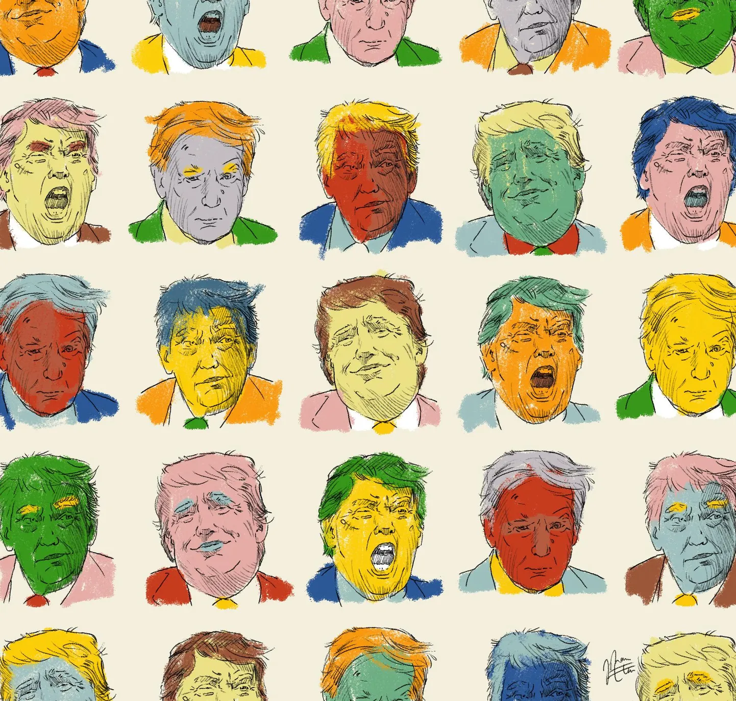 Donald Trumpi 100 erinevat nägu.