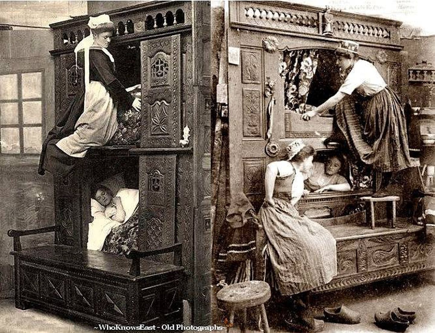 Keskajal kasutusele võetud kapp-voodi 19. sajandi prantsuse postkaartidel