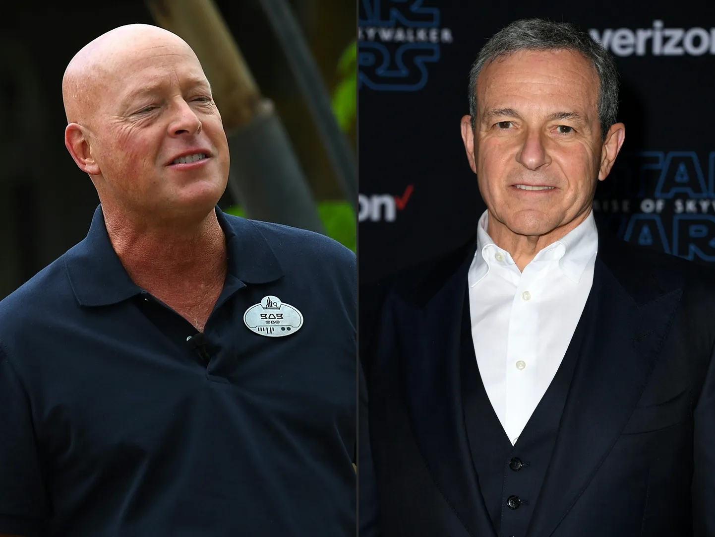 Disney endine tegevjuht Bob Chapek (vasakul) ja ametisse naasnud Bob Iger (paremal), kes töötas Disney tegevjuhina 15 aastat.