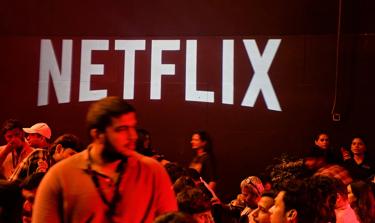 Netflixi logo filmi "Jewel Thief" treileri esitlusel. Mumbai, India, 14. aprill 2025.