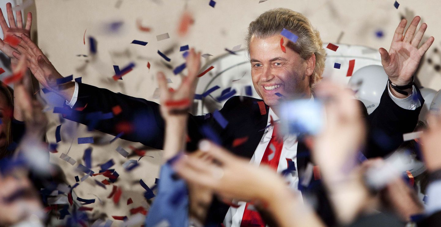 Parempopulistliku Vabaduspartei juht Geert Wilders oli valimistulemustega äärmiselt rahul.
