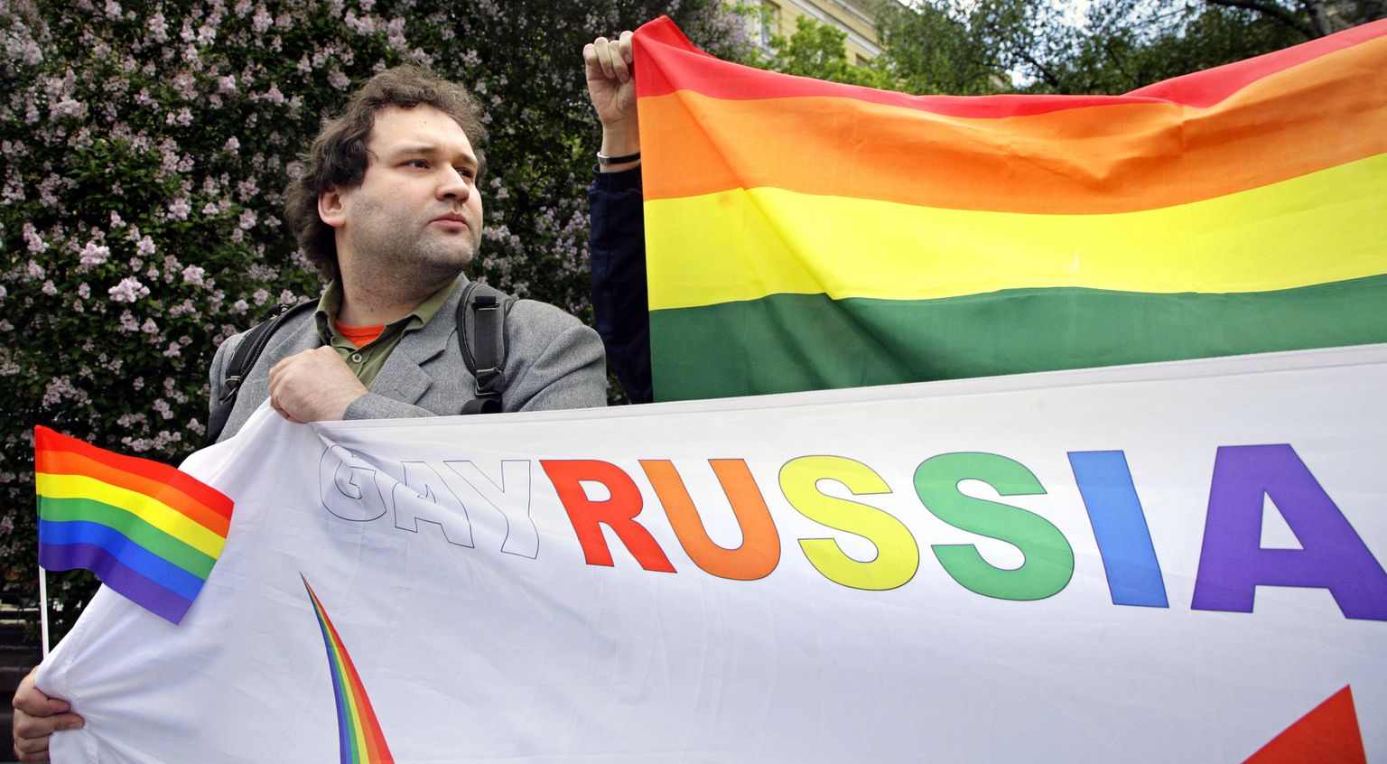 1. juunil, 2008 venemaal geiõiguste toetuseks korraldatud, kuid keelatud demonstratsioon. Pilt on illustratiivne.