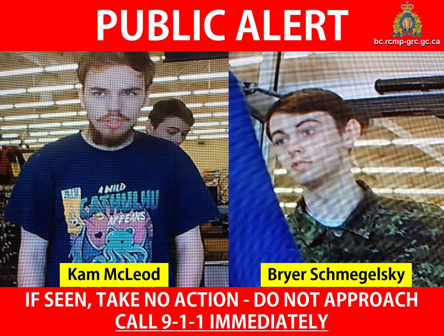 Kolme inimese mõrvas kahtlustatavad Kam McLeod (19) and Bryer Schmegelsky (18).