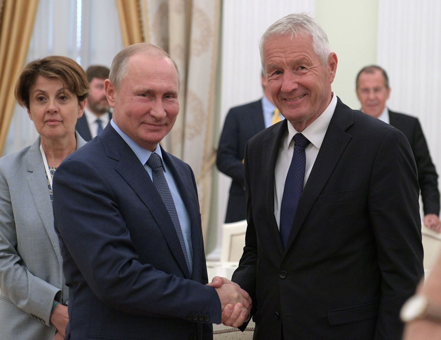 Venemaa president Vladimir Putin ja Euroopa Nõukogu peasekretär Thorbjörn Jagland (paremal) 2018. aasta juunis.