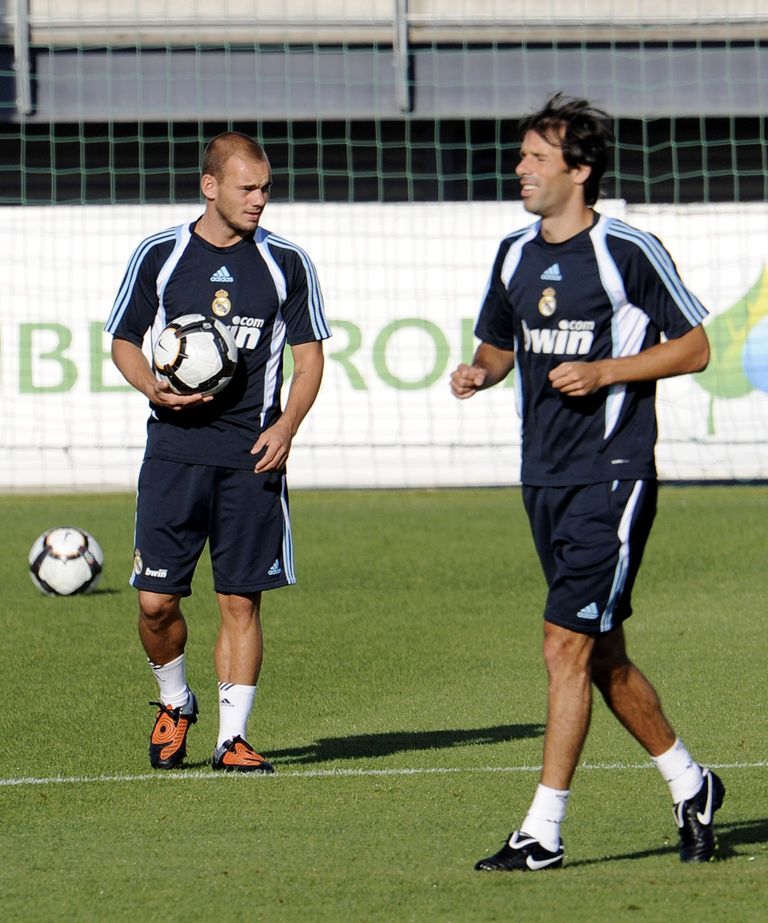 Wesley Sneijder ja Ruud van Nistelrooy Madridi Reali treeningul 2009.
