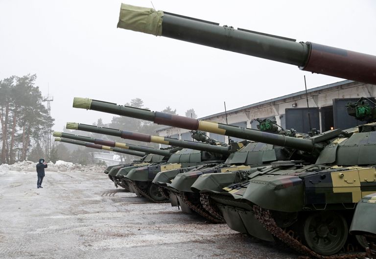 Moderniseeritud T-72 tankid 24. veebruaril 2022, kui Vene väed Ukrainasse tungisid, Kiievi-lähedases masinatehases, kus need sõduritele üle anti
