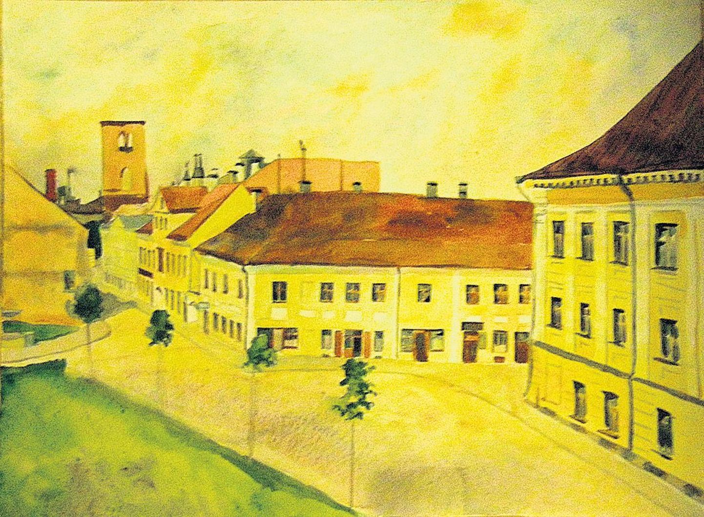 Eduard Maaser, «Valli kohvik», akvarell, 1951.
