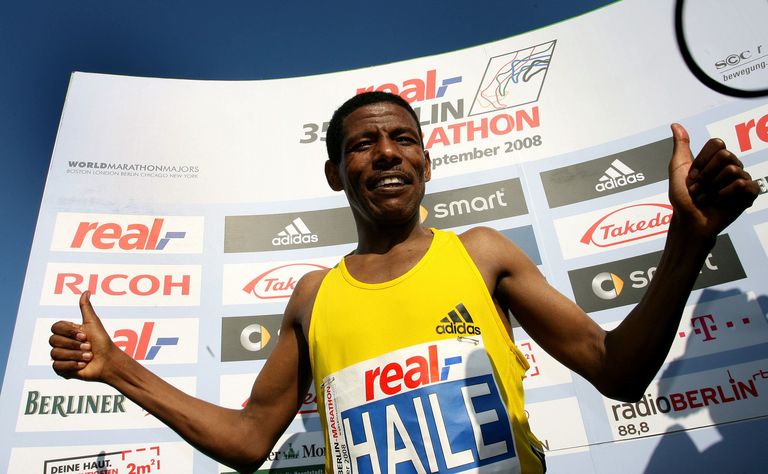 Haile Gebrselassie pärast 2008. aastal Berliinis maailmarekordi püstitamist. Foto: