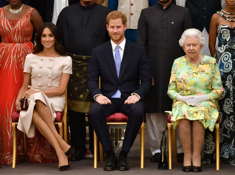 Meghan Markle, prints Harry ja kuninganna Elizabeth II.