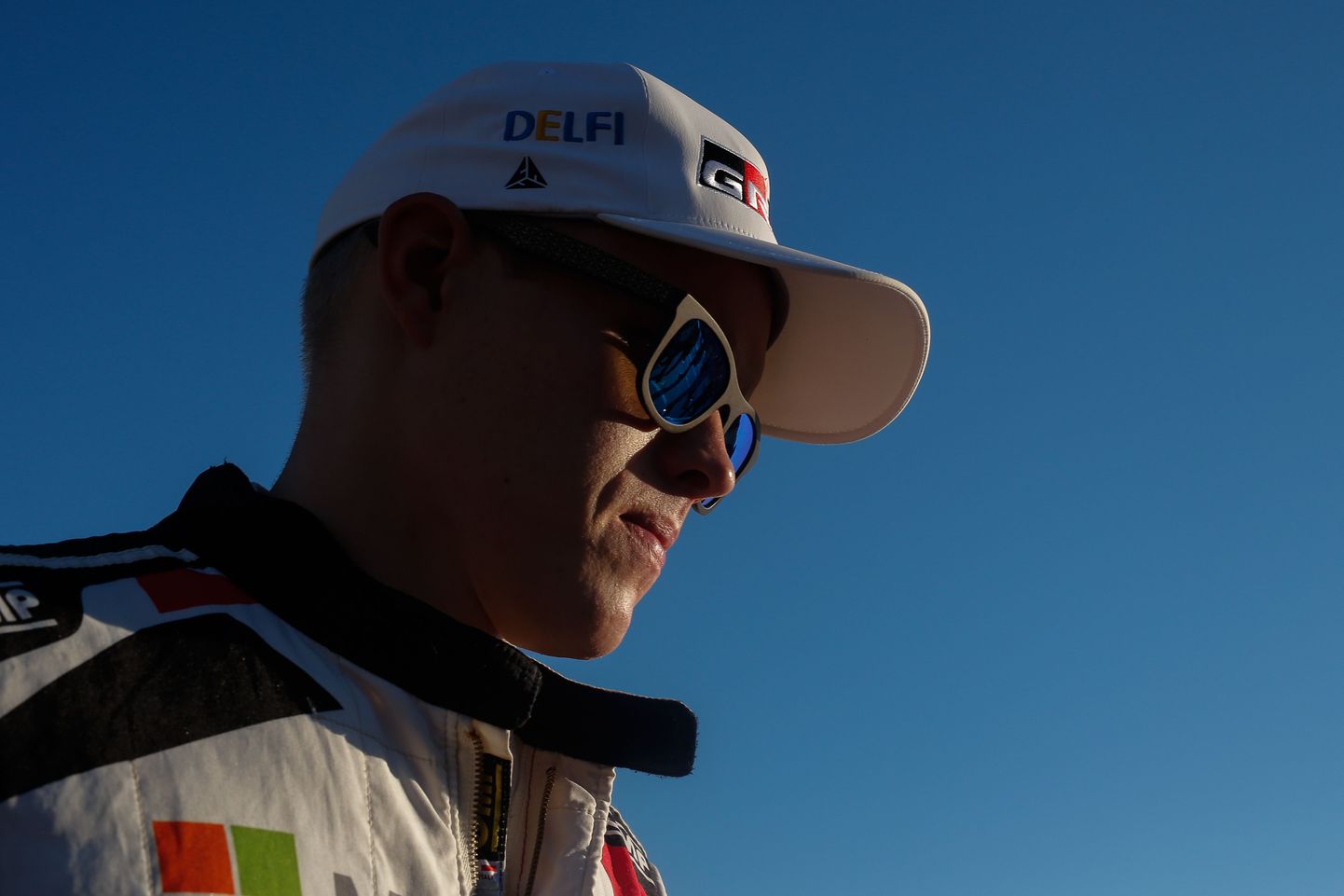 Estonian driver Ott Tanak arrives at the parc ferme during the third day of the Catalonia 2019 FIA World Rally Championship on October 26, 2019 in Salou. (Photo by PAU BARRENA / AFP)