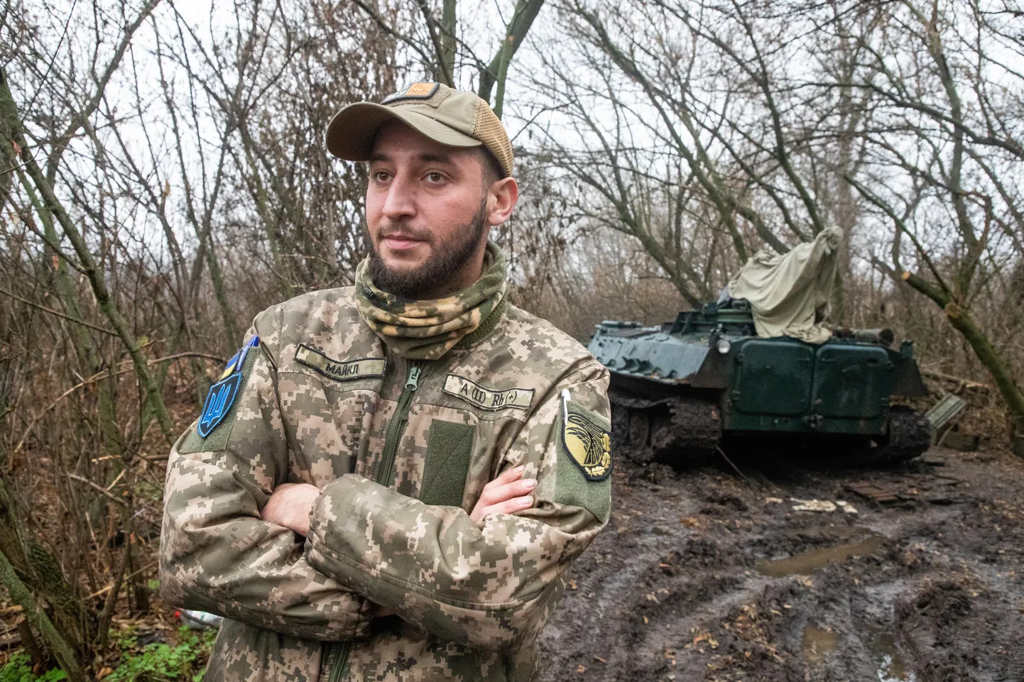 Ukraina 93. brigaadi sõdur Mõhhailo Amrosiev 2022. aasta sügisel Donetski oblastis Bahmuti linna kaitsmise ajal.