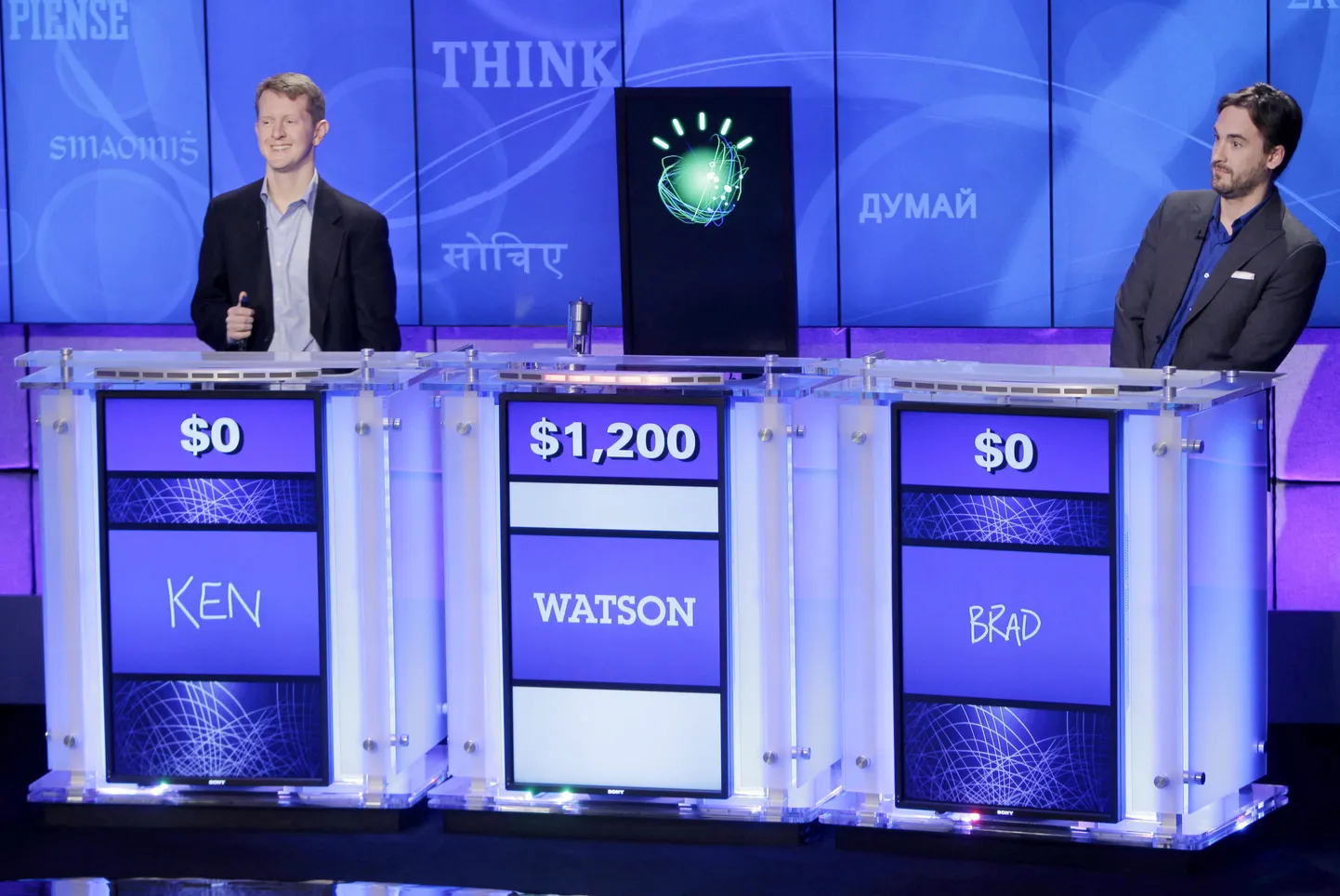 IBMi kognitiivselt mõtlev superarvuti Watson 2011. aastal USA Kuldvillaku (Jeopardy) saates.
