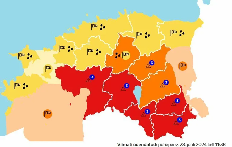 Keskonnaagentuuri hoiatab halbade ilmaolude eest.