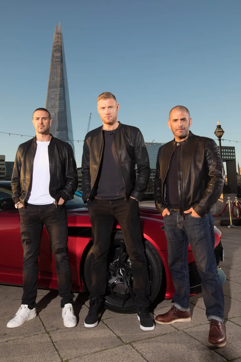 Vasakult paremale: Paddy McGuinness, Andrew «Freddie» Flintoff ja Chris Harris on BBC 2 «Top Geari» uued saatejuhid