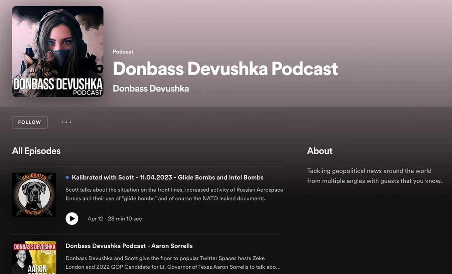 Spotify värav Donbass Devushka kontole.