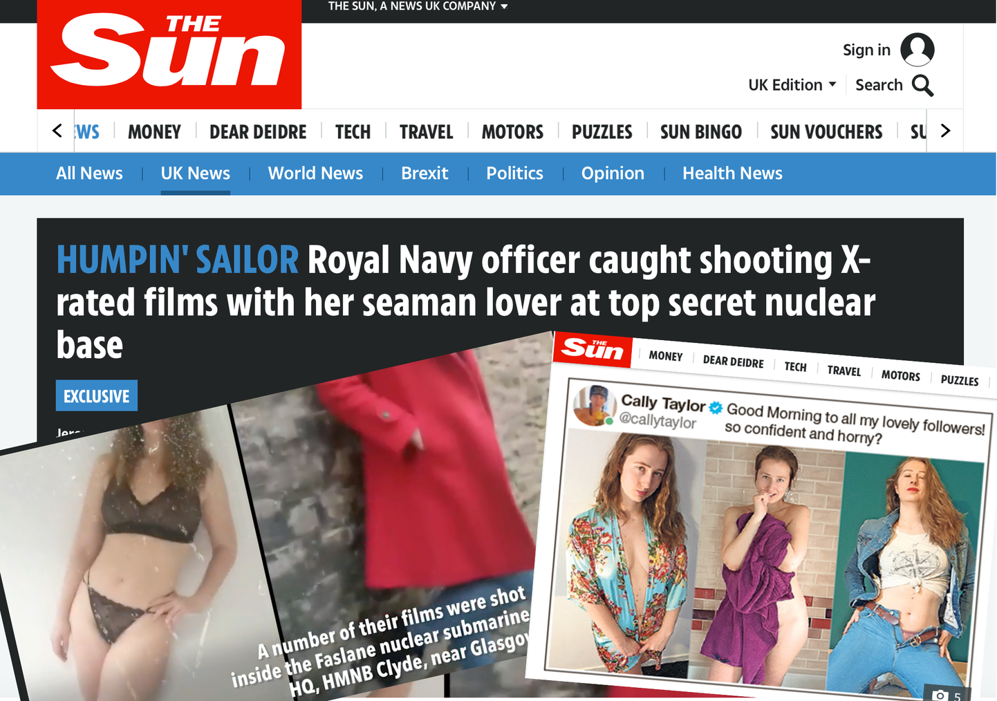 Briti väljaanne The Sun kirjutas juba eelmise nädala pühapäeval vallatust Kuningliku mereväe töötajast, kes teenib lisaraha OnlyFansi lehele pornokaid tootes.